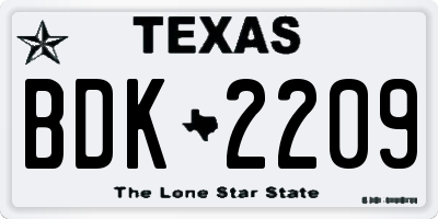 TX license plate BDK2209