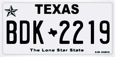TX license plate BDK2219