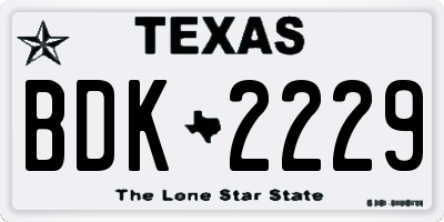 TX license plate BDK2229