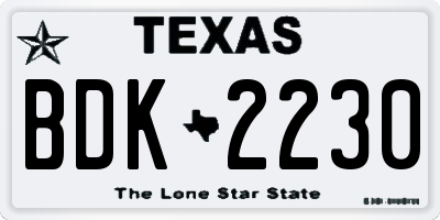 TX license plate BDK2230