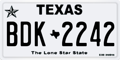 TX license plate BDK2242