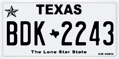 TX license plate BDK2243