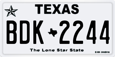 TX license plate BDK2244