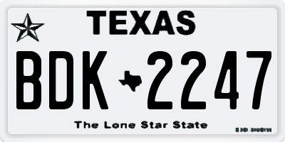 TX license plate BDK2247