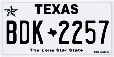 TX license plate BDK2257