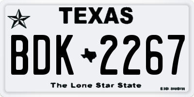 TX license plate BDK2267