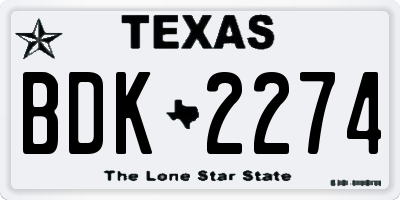 TX license plate BDK2274