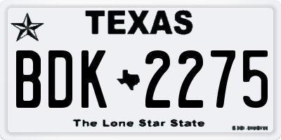 TX license plate BDK2275