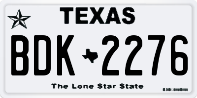TX license plate BDK2276