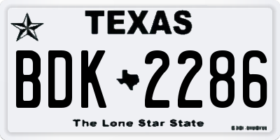 TX license plate BDK2286