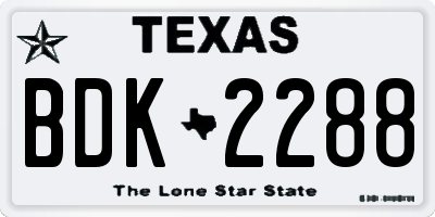 TX license plate BDK2288