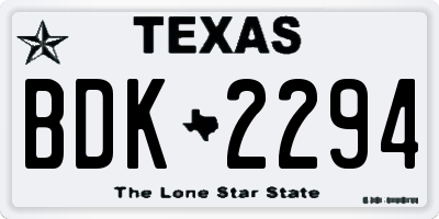 TX license plate BDK2294