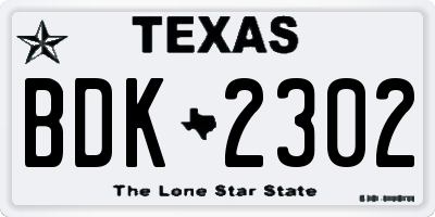 TX license plate BDK2302