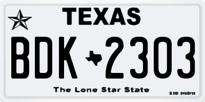 TX license plate BDK2303
