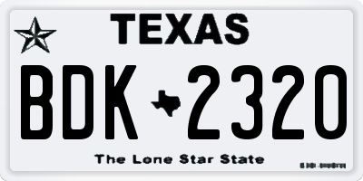 TX license plate BDK2320