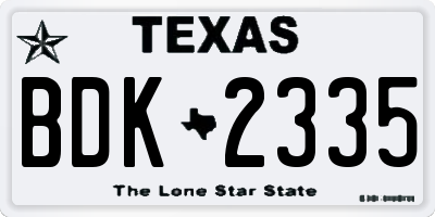 TX license plate BDK2335