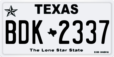 TX license plate BDK2337