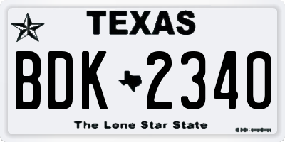 TX license plate BDK2340