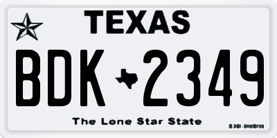 TX license plate BDK2349