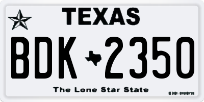 TX license plate BDK2350