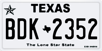 TX license plate BDK2352