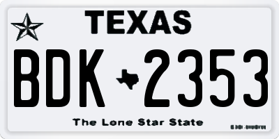 TX license plate BDK2353