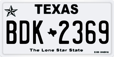 TX license plate BDK2369