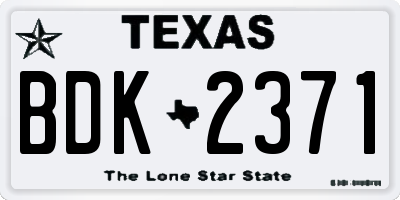 TX license plate BDK2371