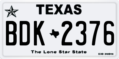 TX license plate BDK2376