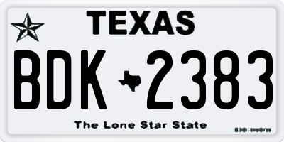 TX license plate BDK2383