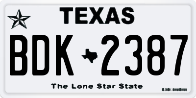 TX license plate BDK2387