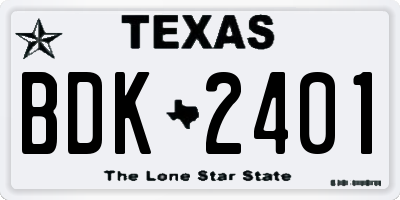 TX license plate BDK2401