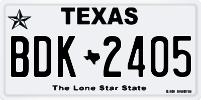 TX license plate BDK2405