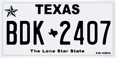 TX license plate BDK2407