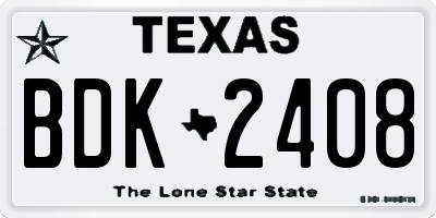 TX license plate BDK2408