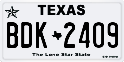TX license plate BDK2409