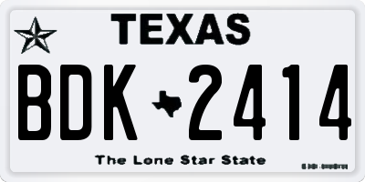 TX license plate BDK2414