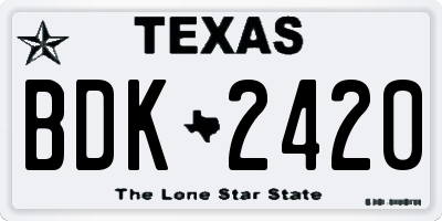 TX license plate BDK2420