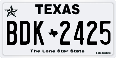 TX license plate BDK2425
