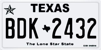 TX license plate BDK2432