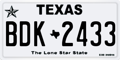 TX license plate BDK2433