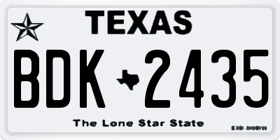TX license plate BDK2435