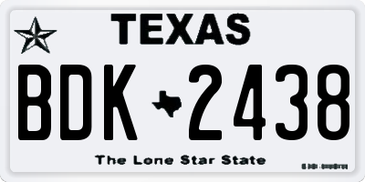 TX license plate BDK2438