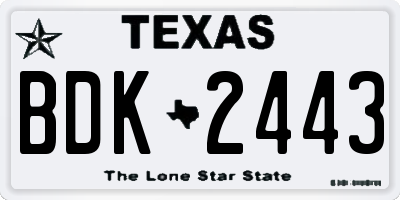 TX license plate BDK2443