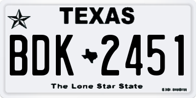 TX license plate BDK2451