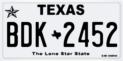 TX license plate BDK2452