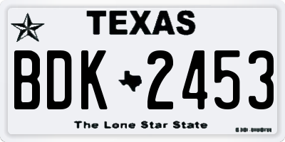 TX license plate BDK2453