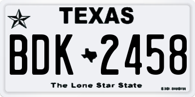 TX license plate BDK2458