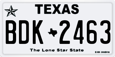TX license plate BDK2463