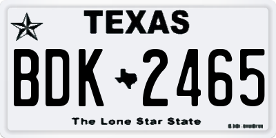 TX license plate BDK2465